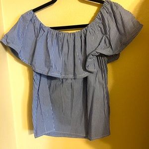 Papaya Blue off the shoulder shirt